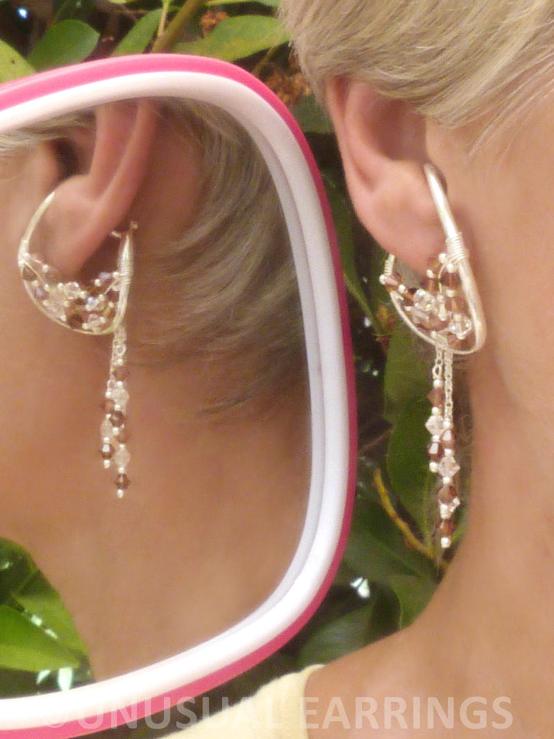 Napa -brown and clear crystal with dangle